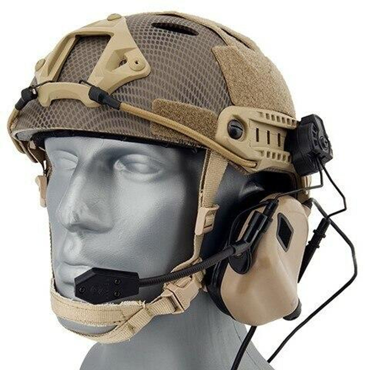 Earmor M32H MOD3 Tactical Communication Hearing Protector for FAST Helmet, Tan