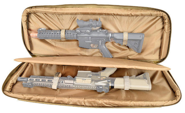 Lancer Tactical 1000D Nylon 3-Way Carry 35" Double Rifle Gun Bag, Khaki