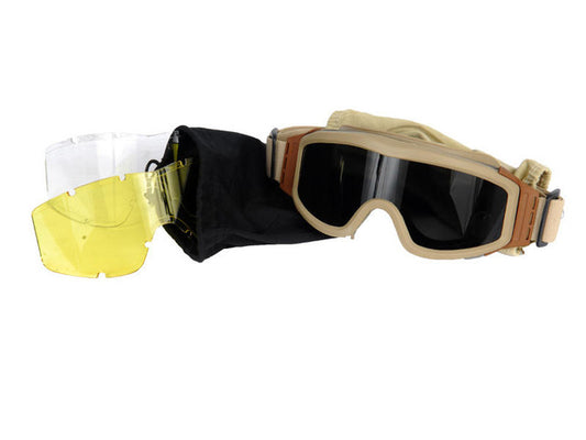 Lancer Tactical Airsoft Safety Goggles, Basic, Tan Frame, Multi Lens Set