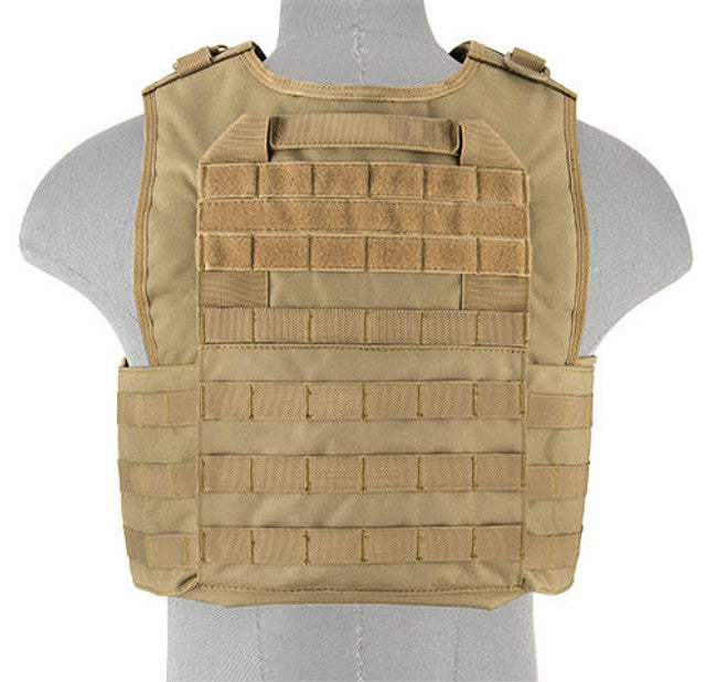 Lancer Tactical Battle 1000D Nylon Molle Plate Carrier, Tan