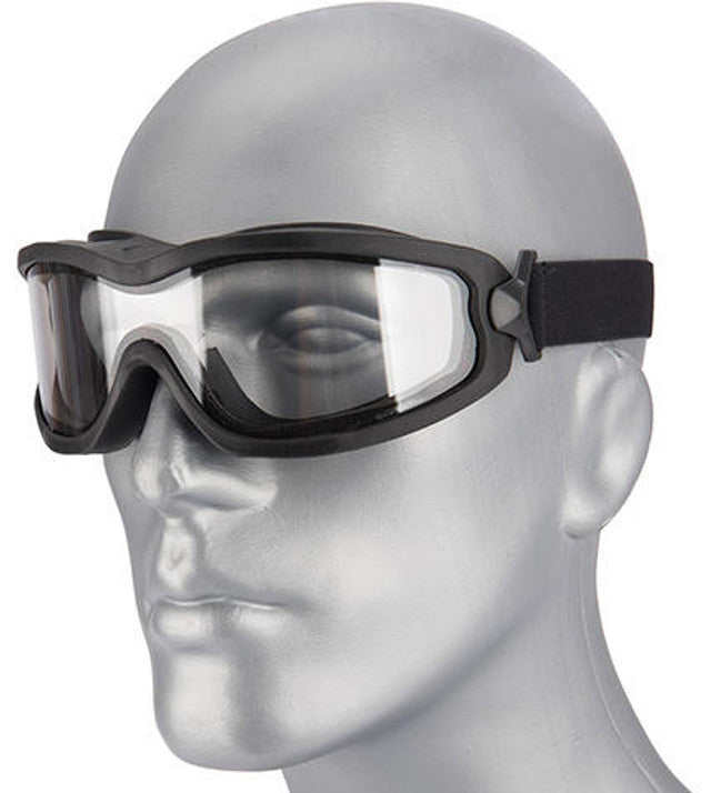 Lancer Tactical Double Layer Airsoft Goggles with Clear Lens, Black