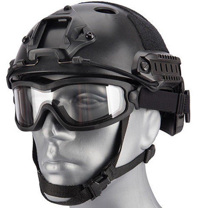 Lancer Tactical Double Layer Airsoft Goggles with Clear Lens, Black
