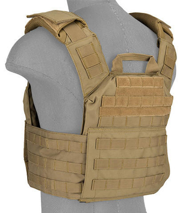 Lancer Tactical SAPC w/ Dual Inner Mag Pouch and Shoulder Pads, Tan