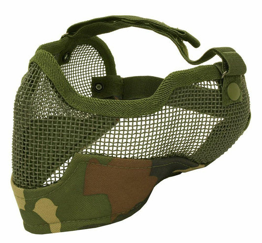 3G Steel Mesh Half Face Mask, Deluxe Version w/ Ear Protection, Camo