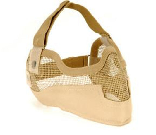 3G Steel Mesh Half Face Mask, Deluxe Version w/ Ear Protection, Tan