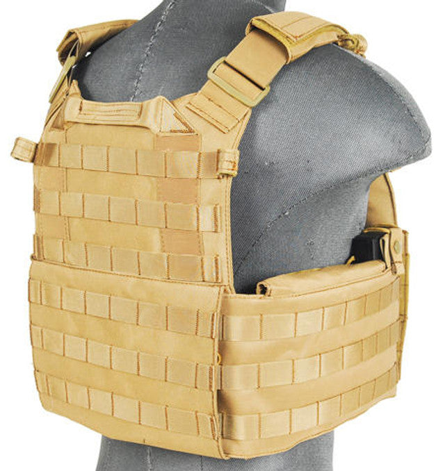 Lancer Tactical 311T2N 1000D Nylon Airsoft Molle Plate Carrier, Tan