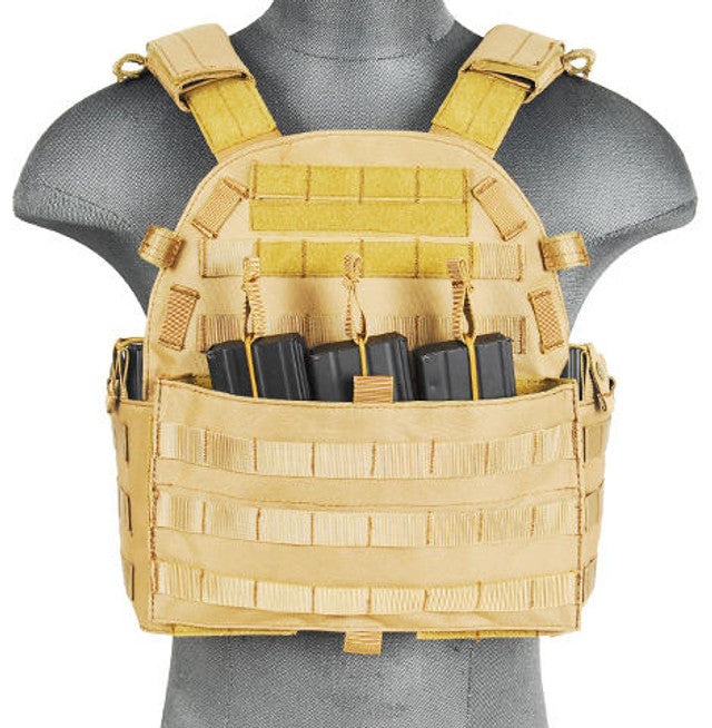 Lancer Tactical 311T2N 1000D Nylon Airsoft Molle Plate Carrier, Tan