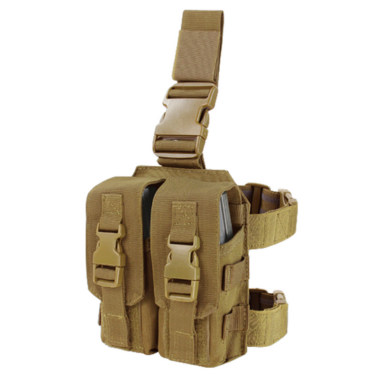 Condor Drop Leg Double M4 Mag Pouch, Coyote