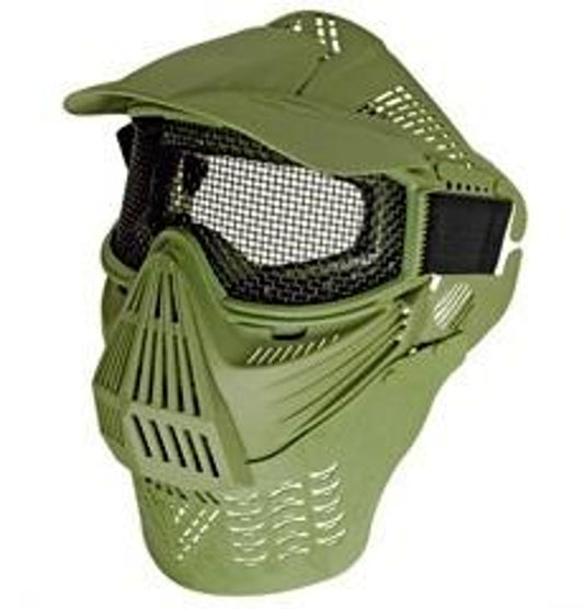 Full Face Mask with Mesh Goggles and Neck Protector, Green