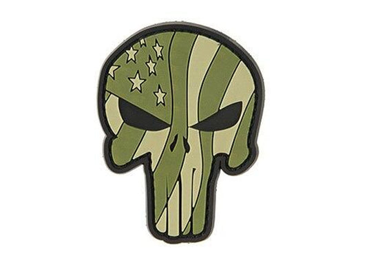 G-Force Punisher Flag Green Waving US Flag Punisher PVC Morale Patch