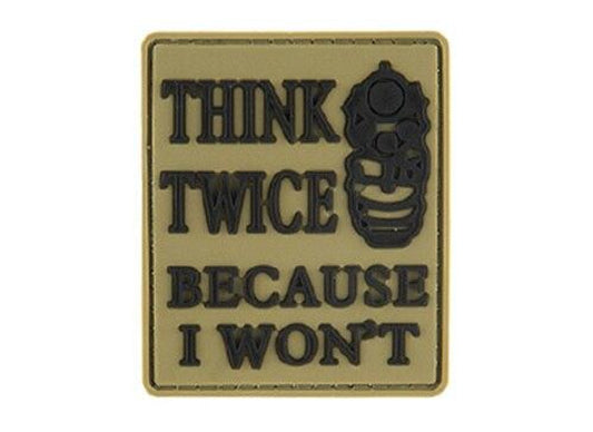 G-Force Think Twice Because I Won't PVC Morale Patch, Tan