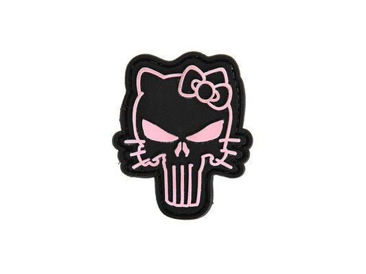 Hello Kitty Pink Punisher Skull PVC Velcro Patch