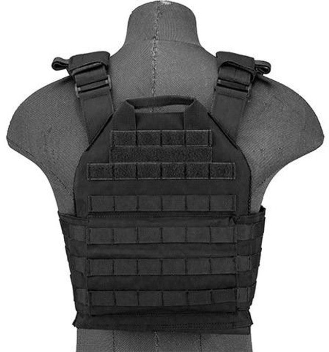 Lancer Tactical 1000D Nylon Buckle Up Assault Plate Carrier, Black