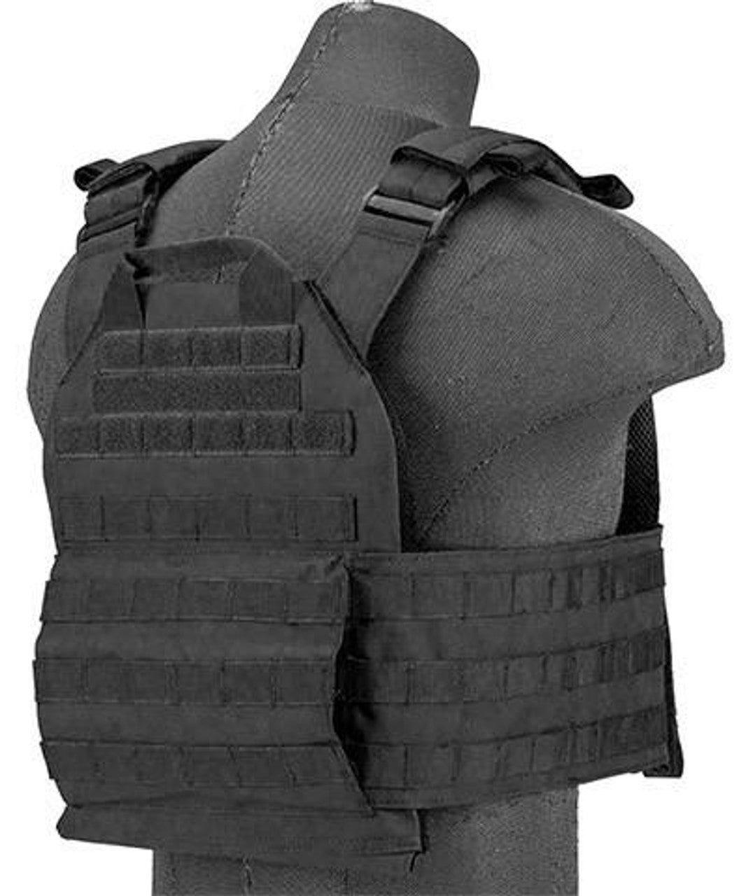 Lancer Tactical 1000D Nylon Buckle Up Assault Plate Carrier, Black