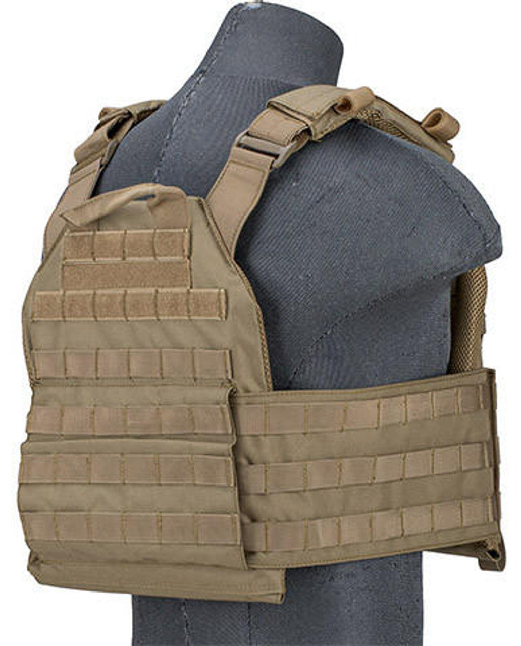 Lancer Tactical 1000D Nylon Buckle Up Assault Plate Carrier, Tan