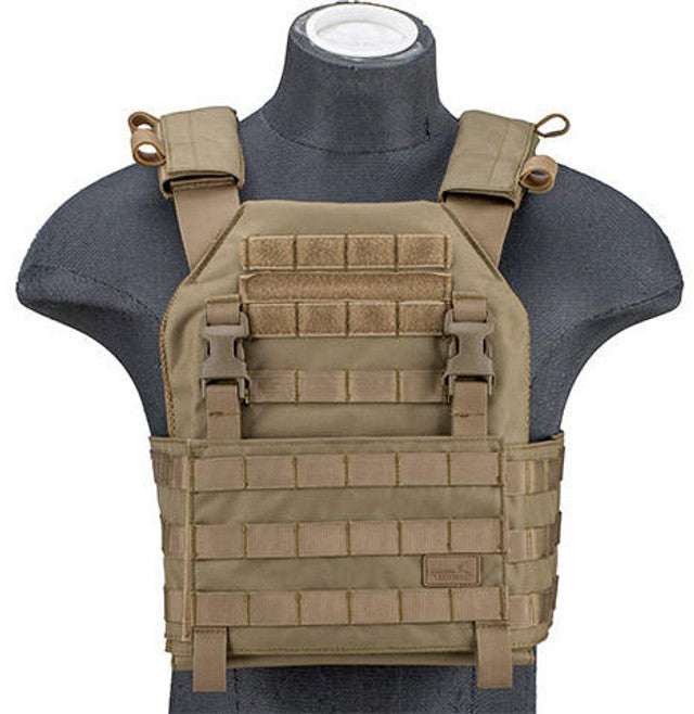 Lancer Tactical 1000D Nylon Buckle Up Assault Plate Carrier, Tan