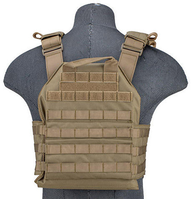 Lancer Tactical 1000D Nylon Buckle Up Assault Plate Carrier, Tan