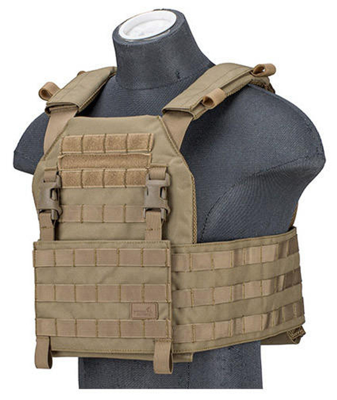 Lancer Tactical 1000D Nylon Buckle Up Assault Plate Carrier, Tan