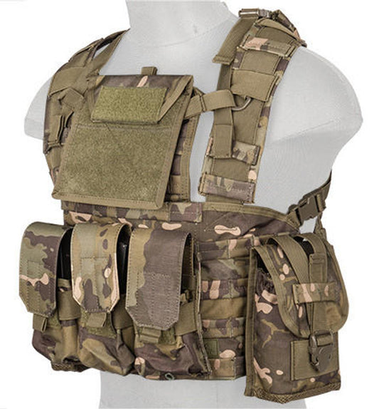 Lancer Tactical 1000D Nylon M4 Molle Modular Chest Rig, Camo Tropic