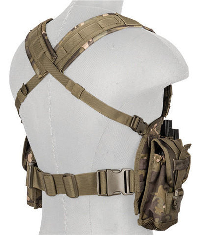 Lancer Tactical 1000D Nylon M4 Molle Modular Chest Rig, Camo Tropic