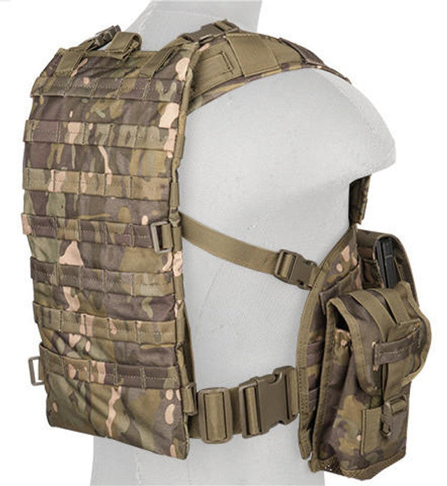 Lancer Tactical 1000D Nylon M4 Molle Modular Chest Rig, Camo Tropic