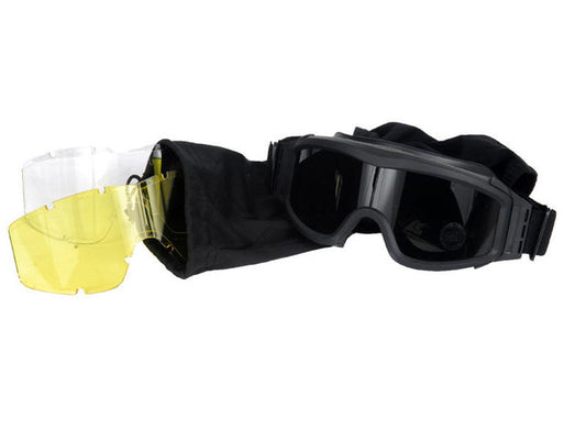 Lancer Tactical Airsoft Safety Goggles, Basic, Black Frame, Multi Lens Set