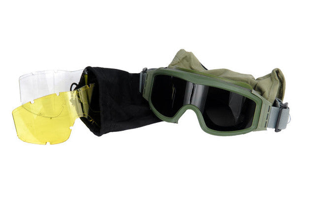 Lancer Tactical Airsoft Safety Goggles, Basic, OD Green Frame, Multi Lens Set