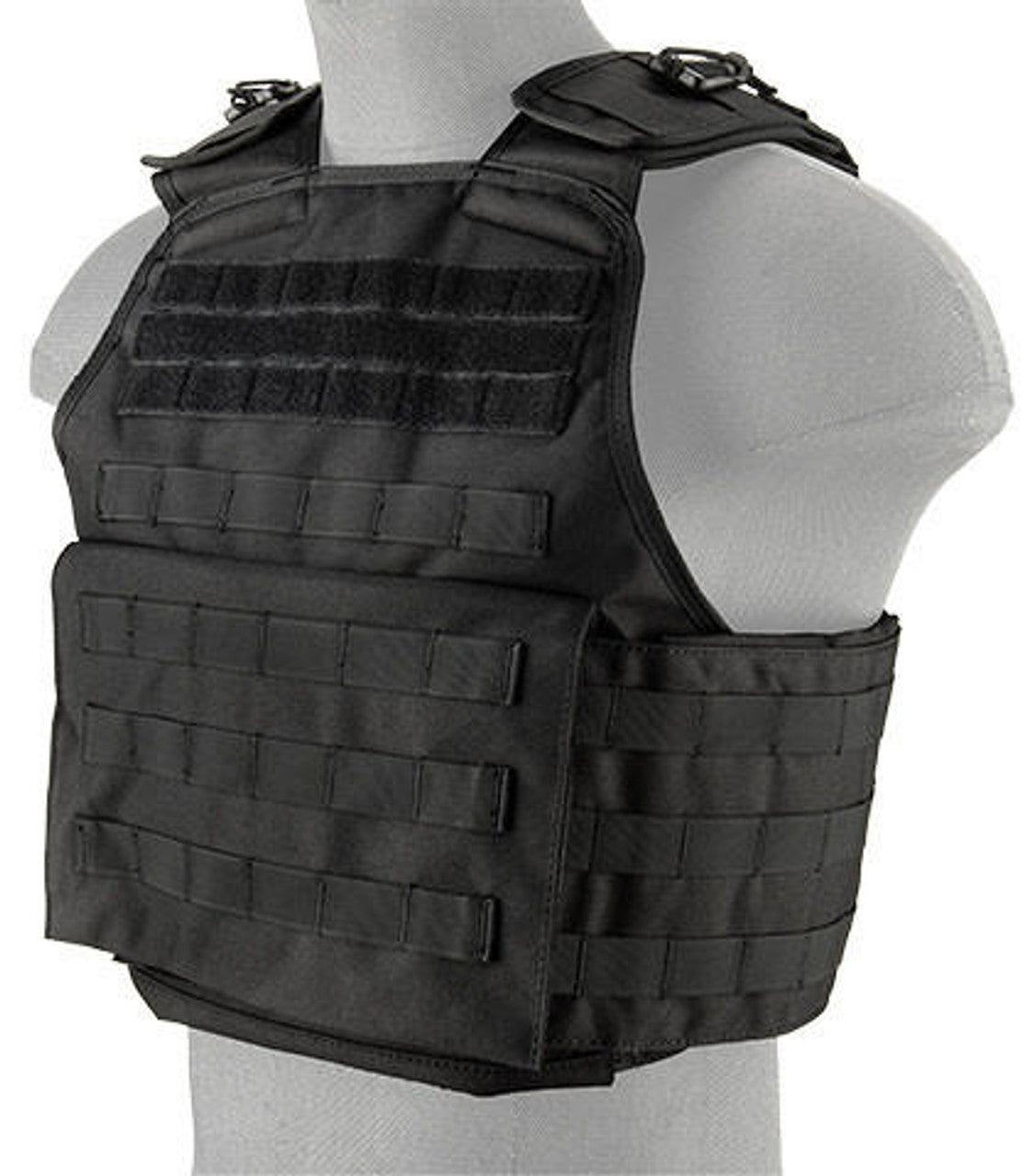 Lancer Tactical Battle 1000D Nylon Molle Plate Carrier, Black