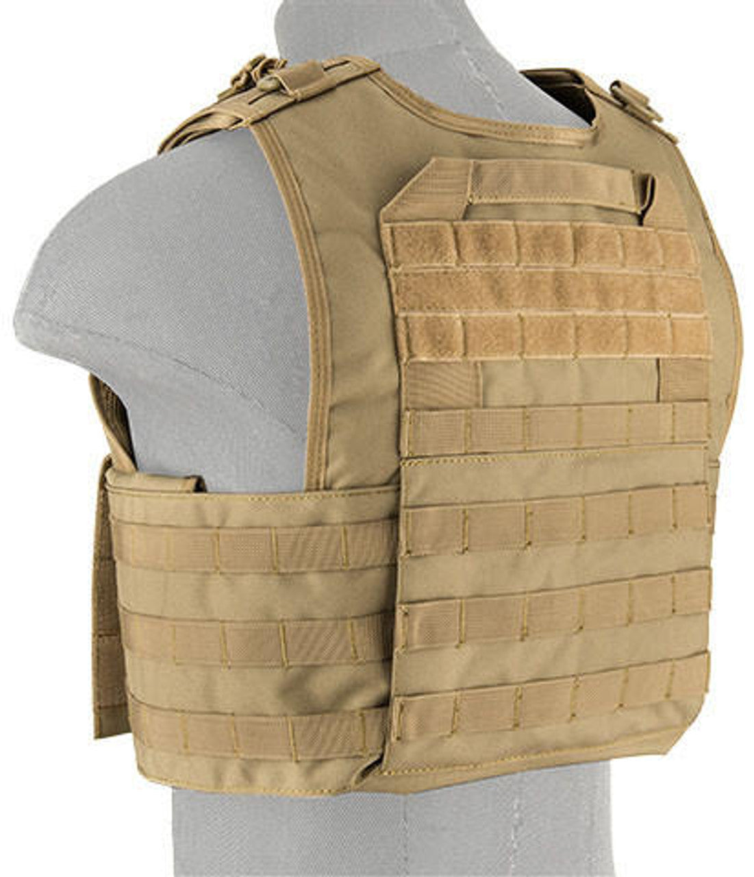 Lancer Tactical Battle 1000D Nylon Molle Plate Carrier, Tan