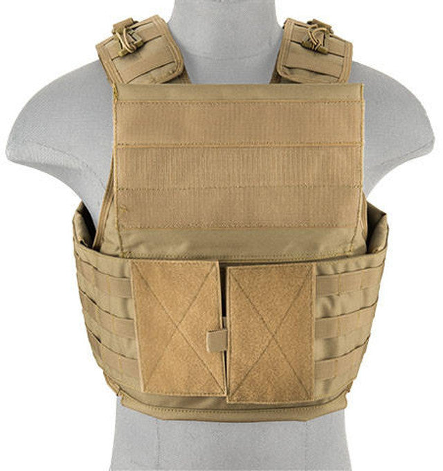 Lancer Tactical Battle 1000D Nylon Molle Plate Carrier, Tan