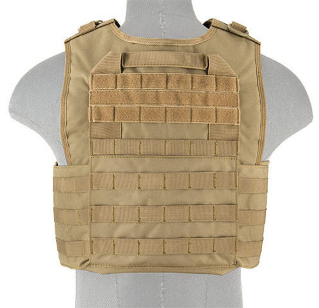 Lancer Tactical Battle 1000D Nylon Molle Plate Carrier, Tan