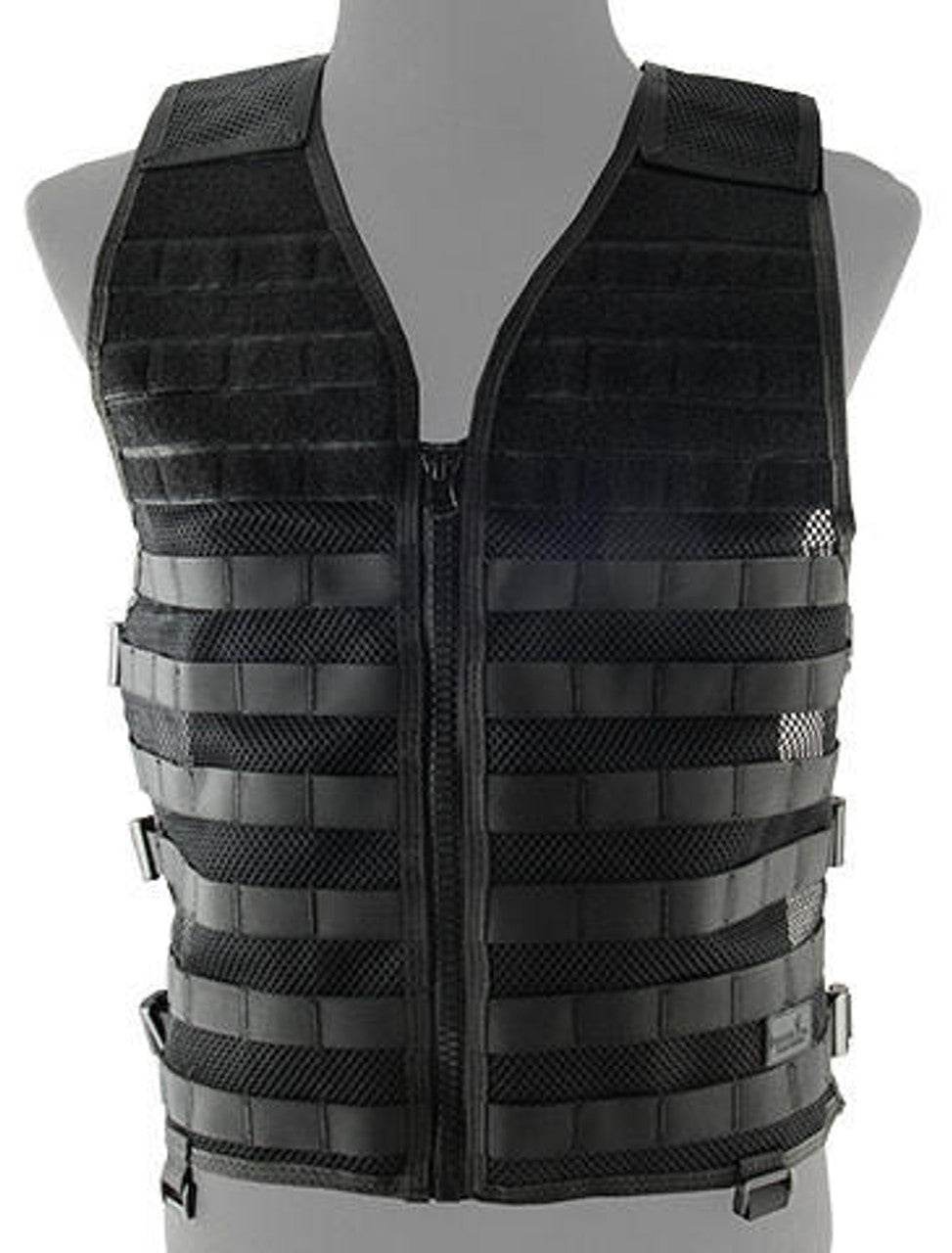 Lancer Tactical Breathable Molle/PALS Adjustable Mesh Vest, Black