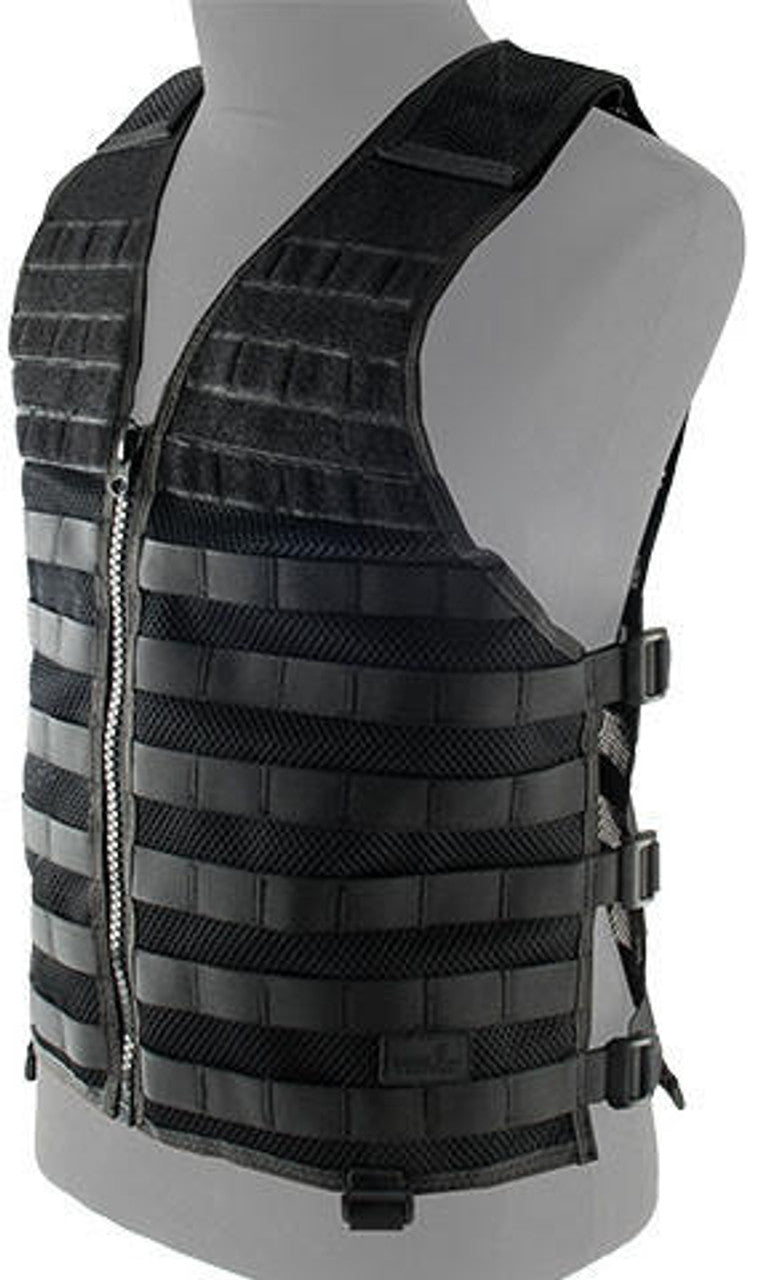 Lancer Tactical Breathable Molle/PALS Adjustable Mesh Vest, Black