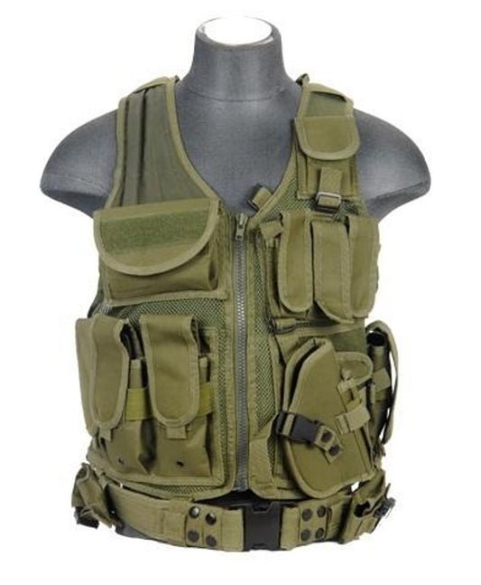Lancer Tactical Cross Draw Tactical Vest, OD Green