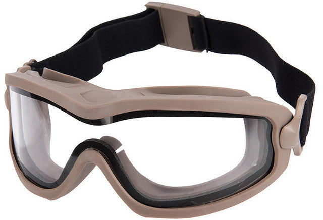 Lancer Tactical Double Layer Airsoft Goggles, Clear Lens, Tan