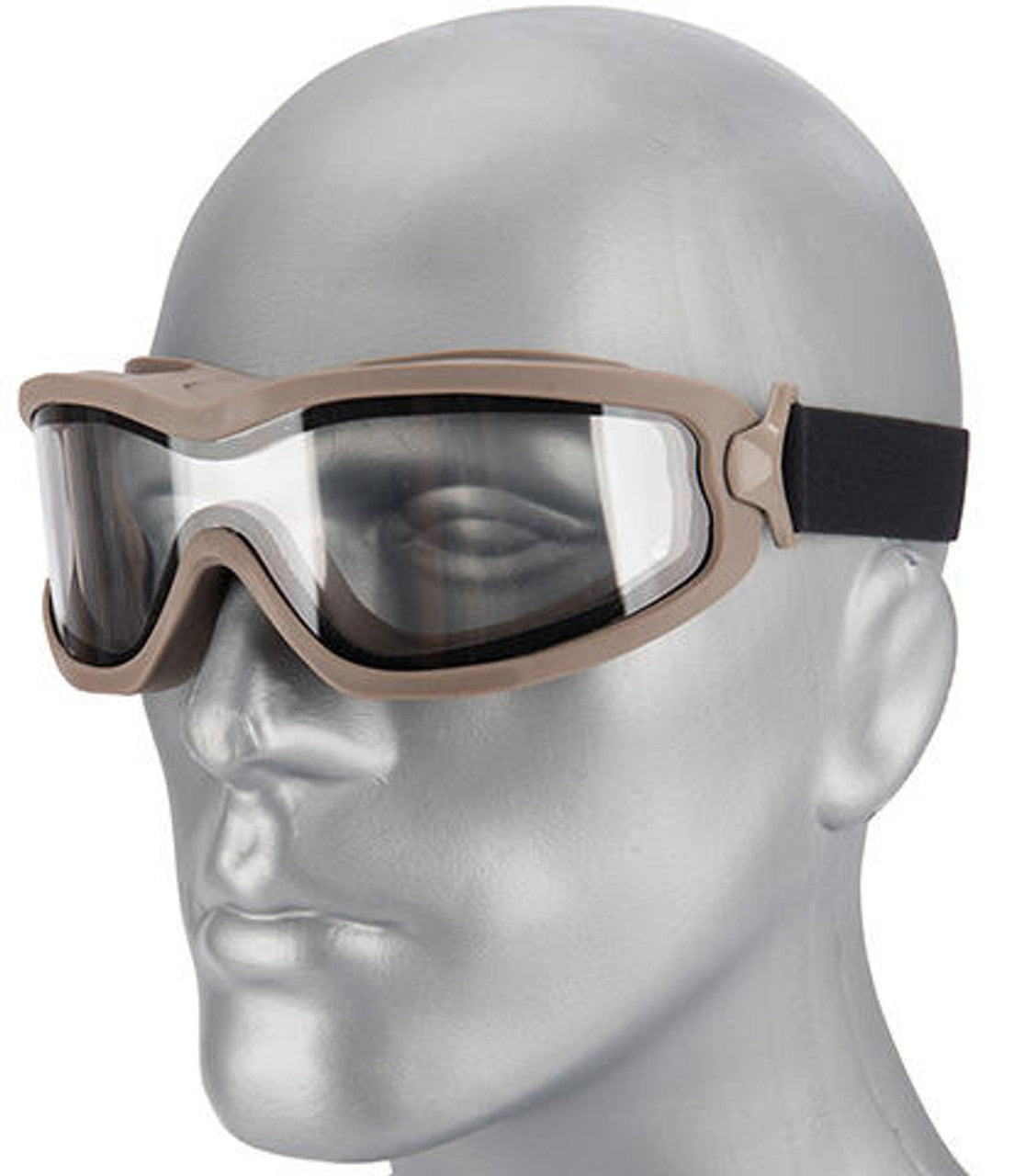 Lancer Tactical Double Layer Airsoft Goggles, Clear Lens, Tan