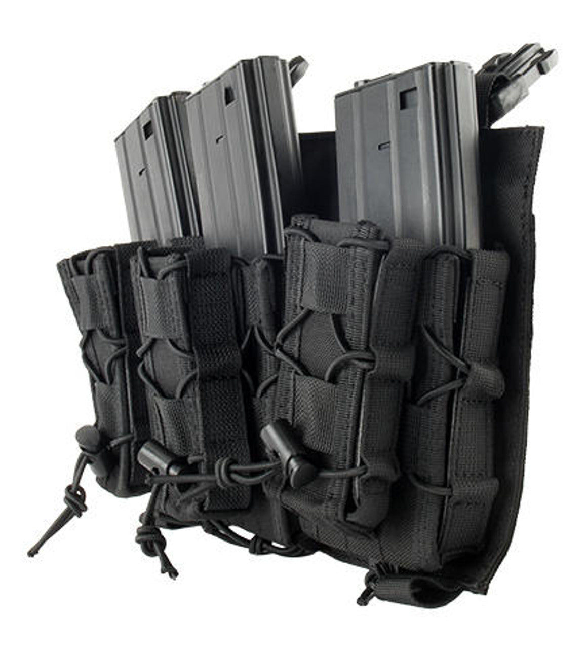 Lancer Tactical Hook & Loop Adaptive Triple M4/Pistol Mag Pouch, Black