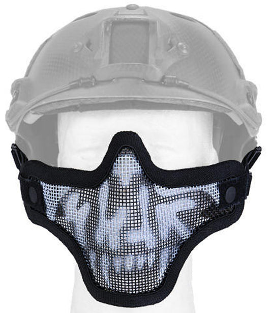 Lancer Tactical Metal Mesh Half Mask Helmet Version, Black & White Skull