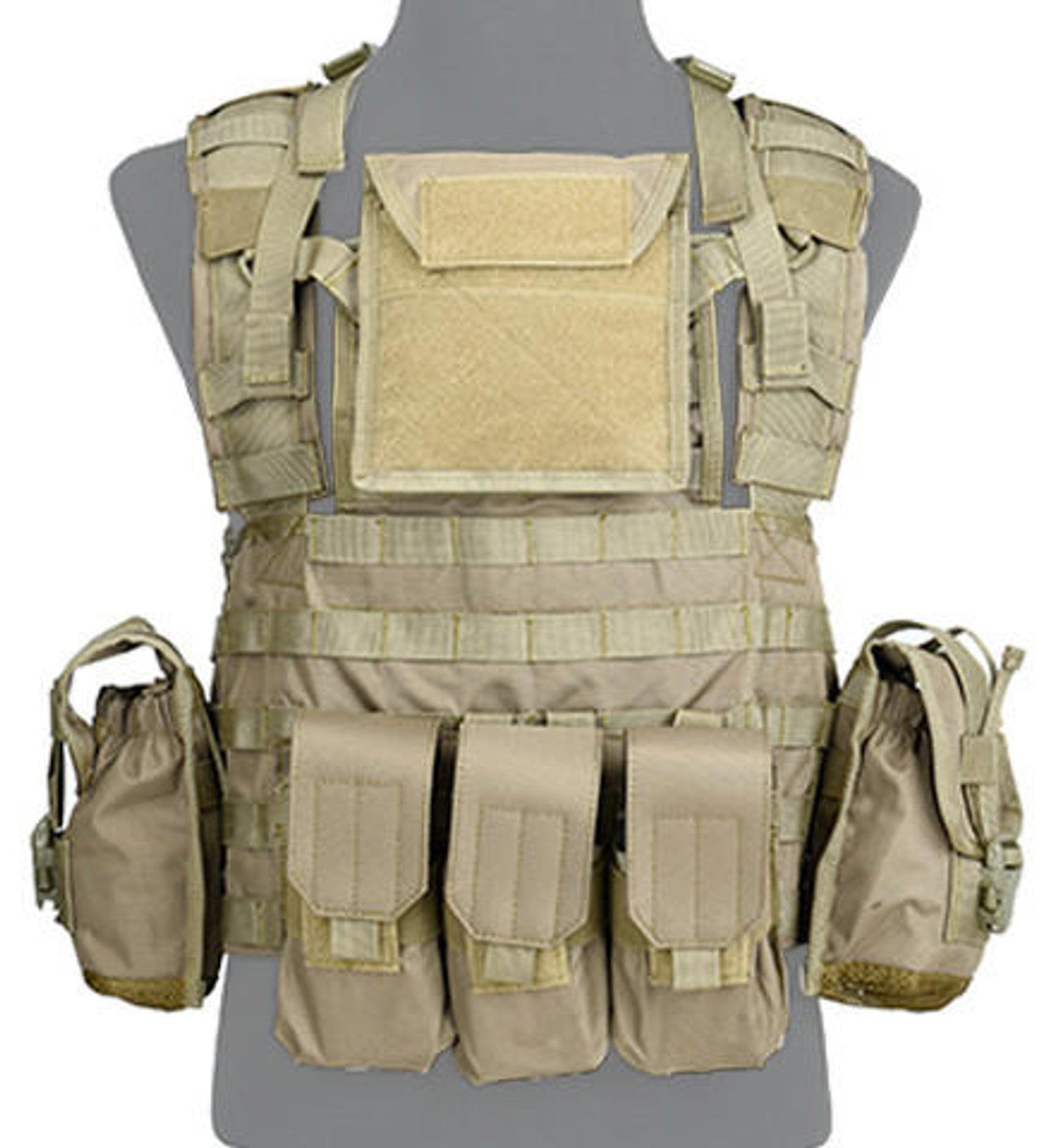 Lancer Tactical Modular Chest Rig PALS MOLLE Vest w/ Hydration Pack Slot, Camo