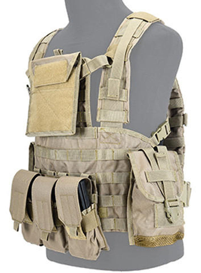 Lancer Tactical Modular Chest Rig PALS MOLLE Vest w/ Hydration Pack Slot, Camo