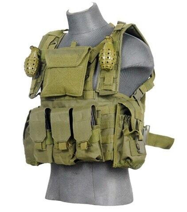 Lancer Tactical Modular Chest Rig with Pouches, OD Green – Multicam ...