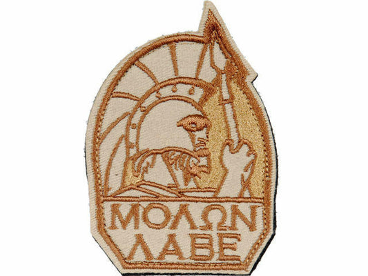 Lancer Tactical Molon Labe Velcro Patch, Tan