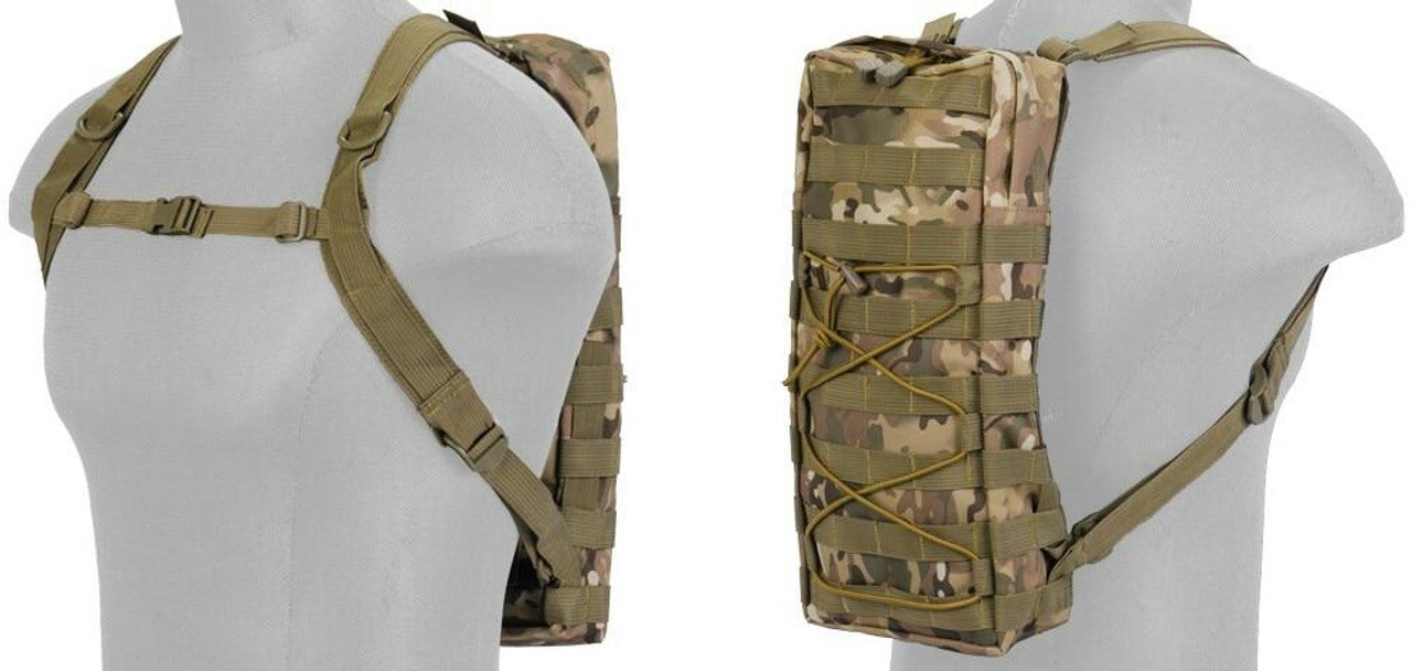 Lancer Tactical Nylon MOLLE Attachable Hydration Backpack, Camo