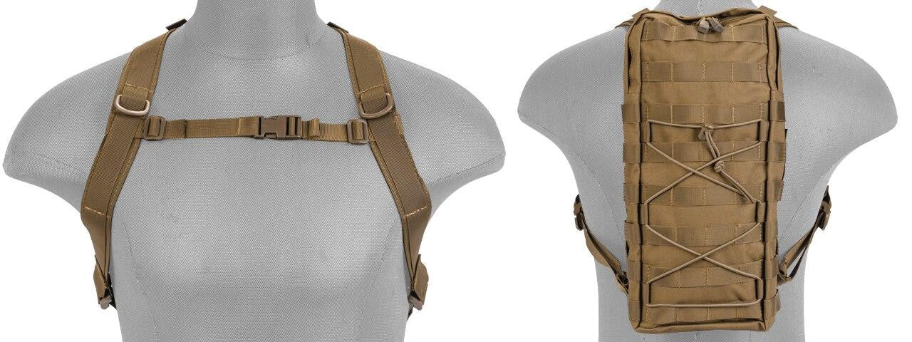 Lancer Tactical Nylon MOLLE Attachable Hydration Backpack, Tan