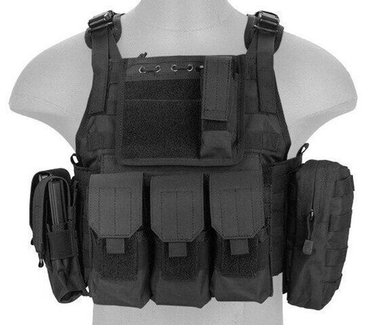 Lancer Tactical Nylon Tactical Assault Plate Carrier, Black