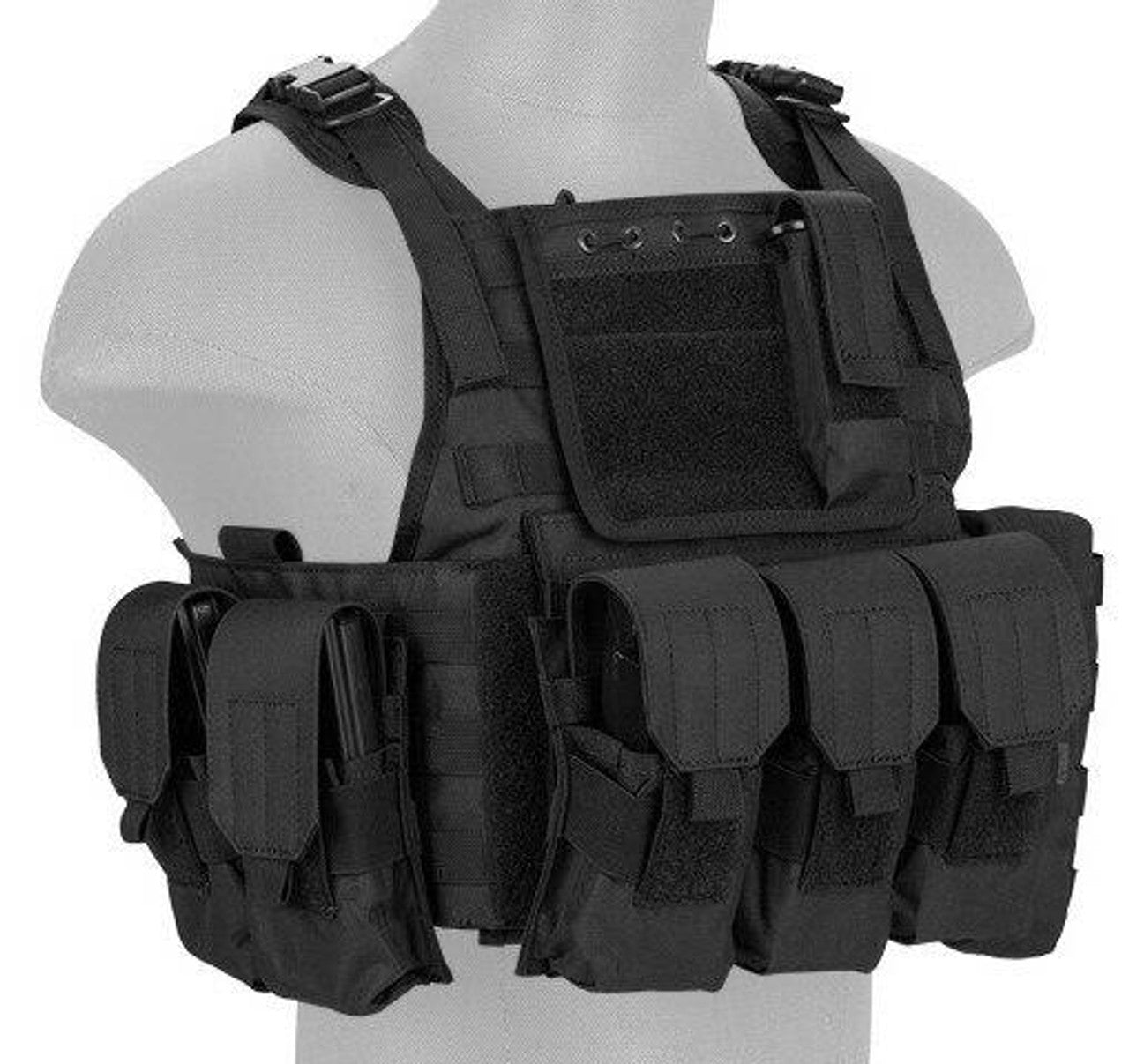 Lancer Tactical Nylon Tactical Assault Plate Carrier, Black