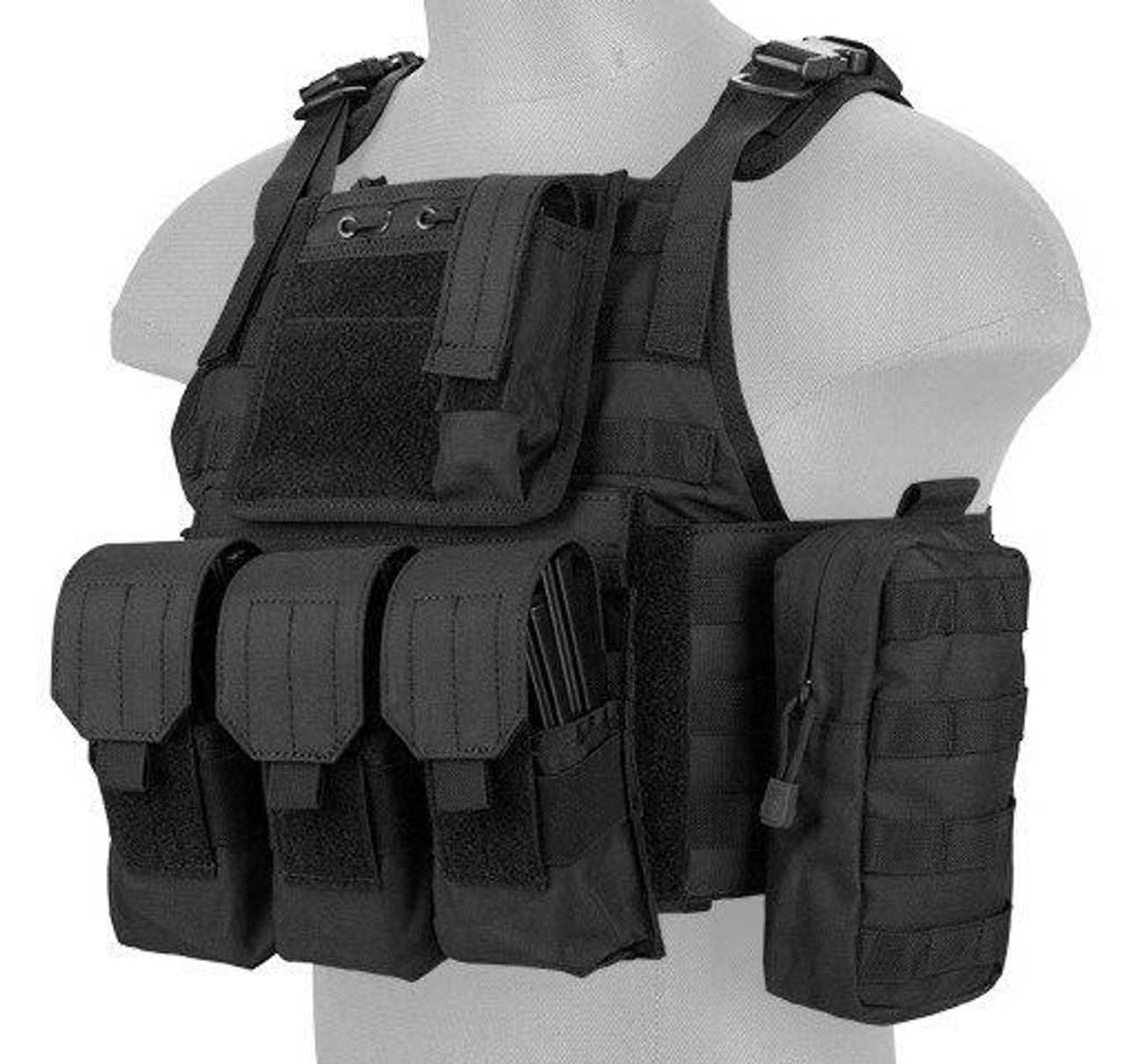 Lancer Tactical Nylon Tactical Assault Plate Carrier, Black