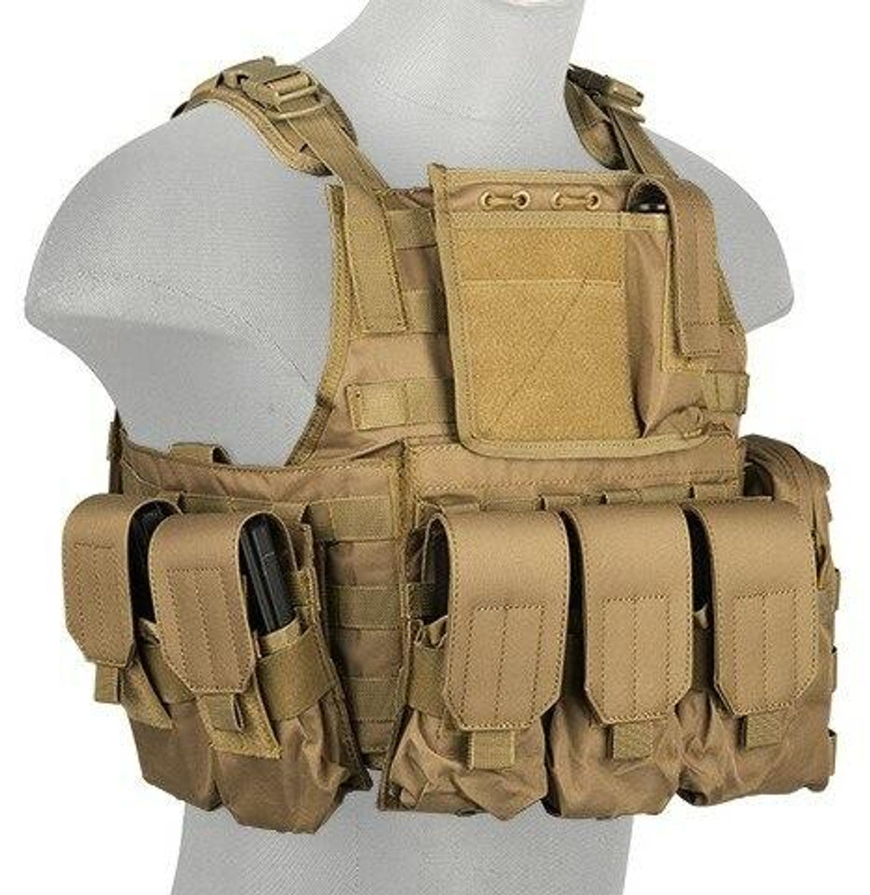 Lancer Tactical Nylon Tactical Assault Plate Carrier, Tan