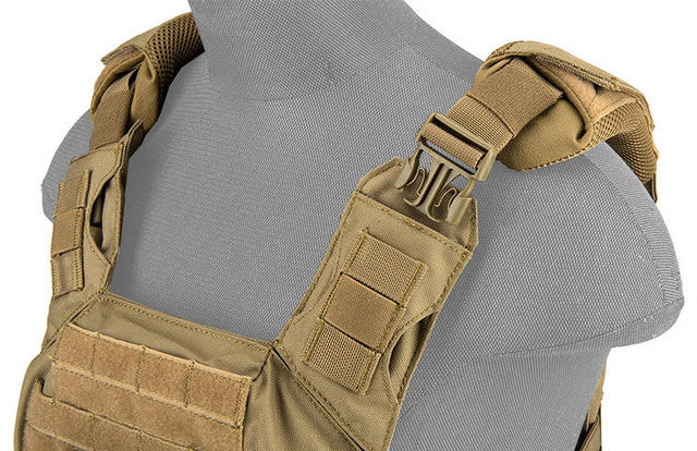 Lancer Tactical SAPC w/ Dual Inner Mag Pouch and Shoulder Pads, Tan
