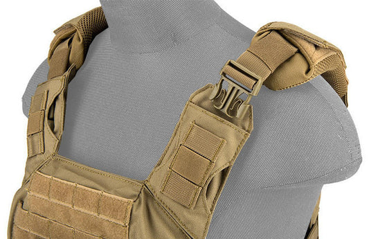 Lancer Tactical SAPC w/ Dual Inner Mag Pouch and Shoulder Pads, Tan